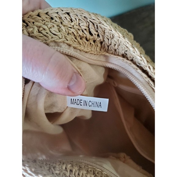 Woven Straw Purse Handbag Soft Side with Bamboo Handle Unbranded - Picture 11 of 11